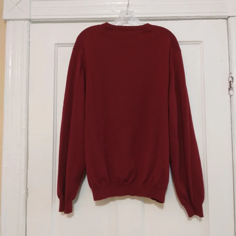Brooks Brothers Size XL Merino Wool Stretch V-Neck Sweater Red - Picture 2 of 5